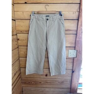 Gap Womens Linen Blend Wide Leg Cropped Pants Tan Khaki Size 2 CA17897